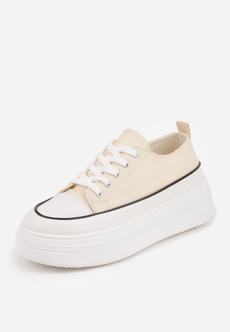 Beżowe Trampki VICES na Platformie z Ozdobnym Paskiem Wokół Podeszwy Rionira