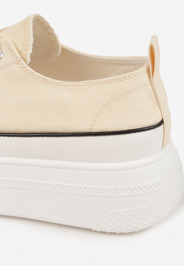 Beżowe Trampki VICES na Platformie z Ozdobnym Paskiem Wokół Podeszwy Rionira