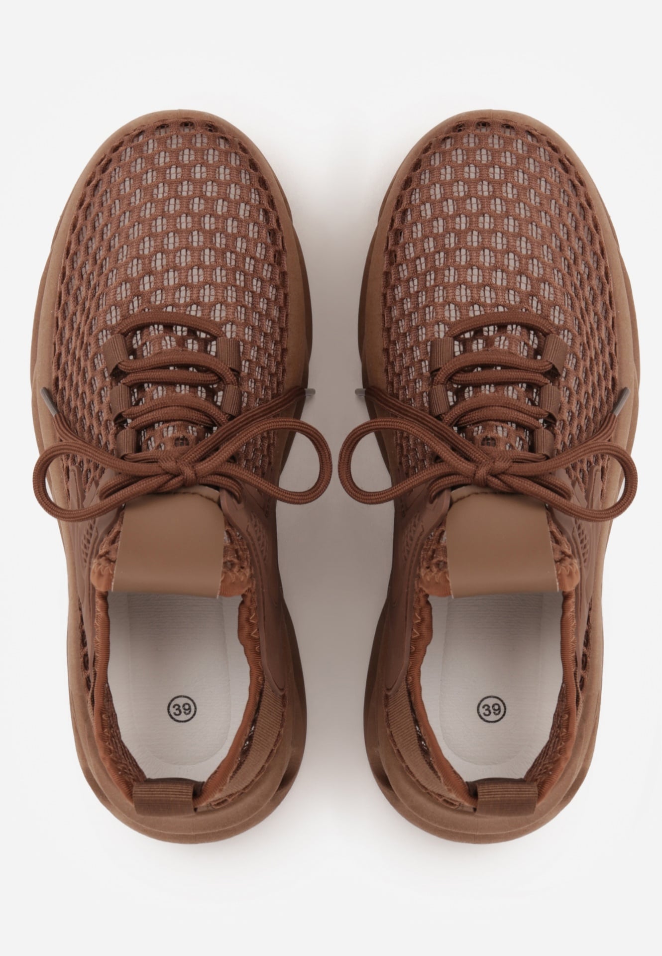 Brązowe Streetwearowe Sneakersy z Siateczki na Perforowanej Podeszwie Clythusa