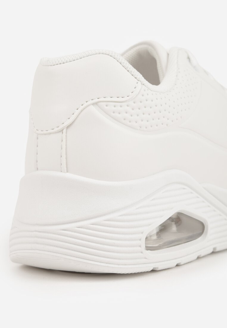 Białe Sneakersy na Platformie z Transparentną Wstawką przy Podeszwie Riovira