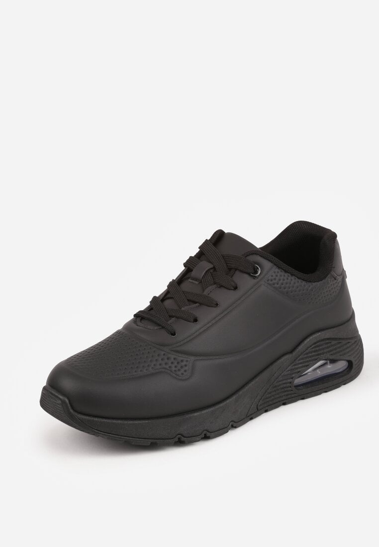 Czarne Sneakersy na Platformie z Transparentną Wstawką przy Podeszwie Riovira