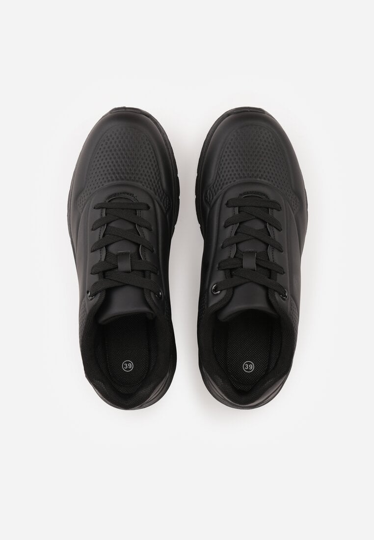 Czarne Sneakersy na Platformie z Transparentną Wstawką przy Podeszwie Riovira