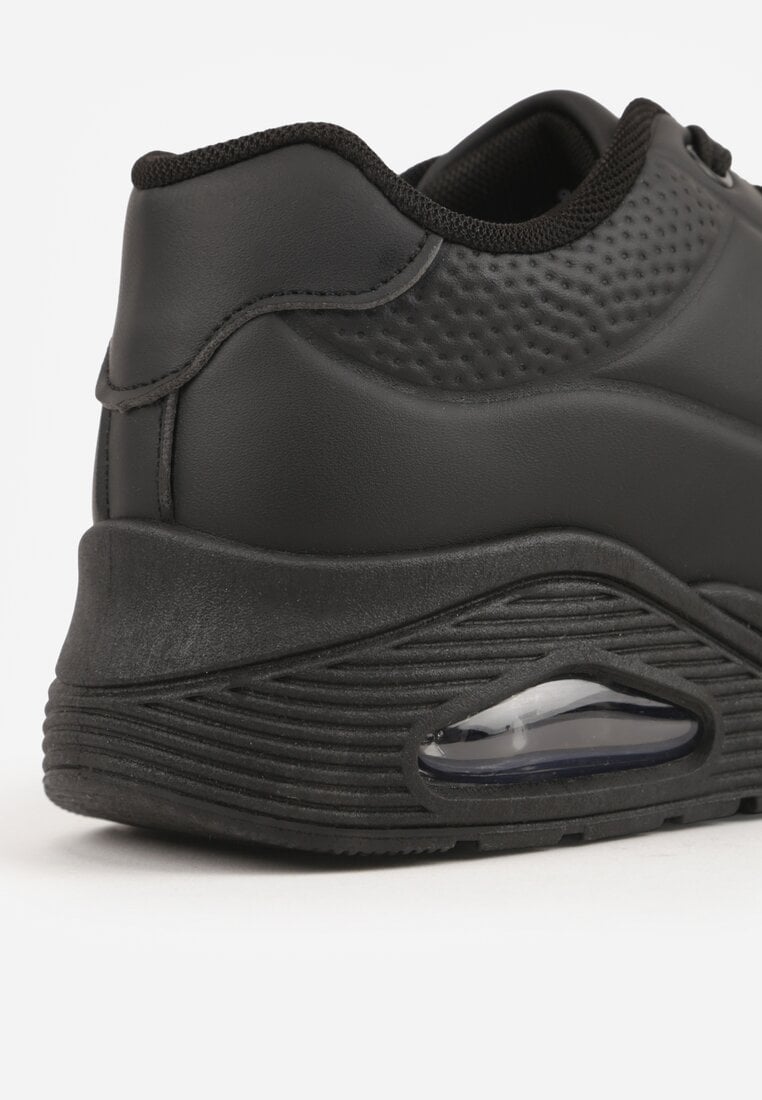 Czarne Sneakersy na Platformie z Transparentną Wstawką przy Podeszwie Riovira