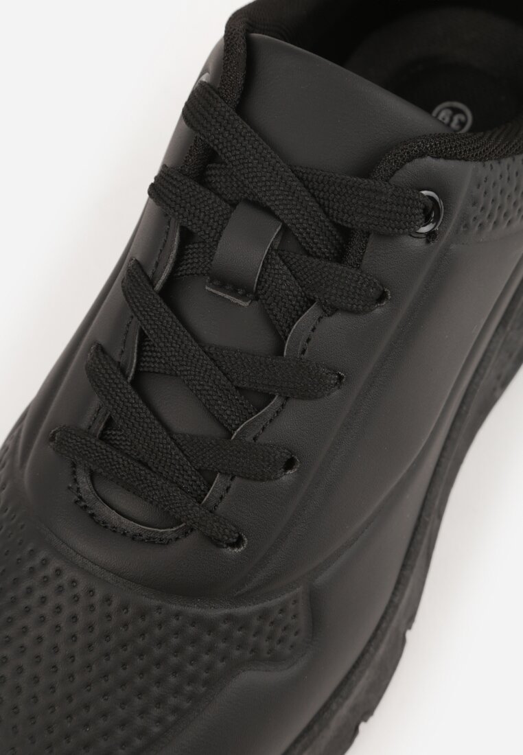 Czarne Sneakersy na Platformie z Transparentną Wstawką przy Podeszwie Riovira