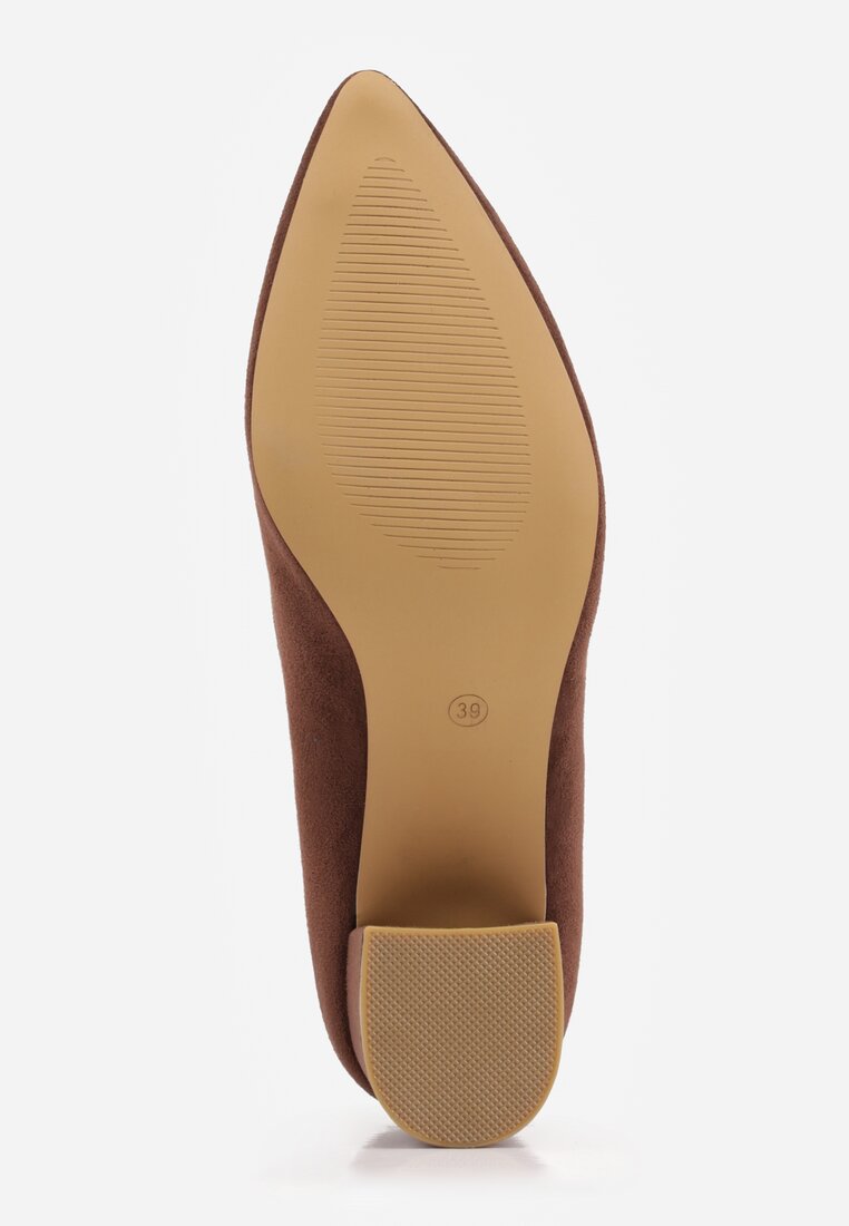 Brązowe Czółenka Vices na Słupku z Wkładką ze Skóry Naturalnej Rieris