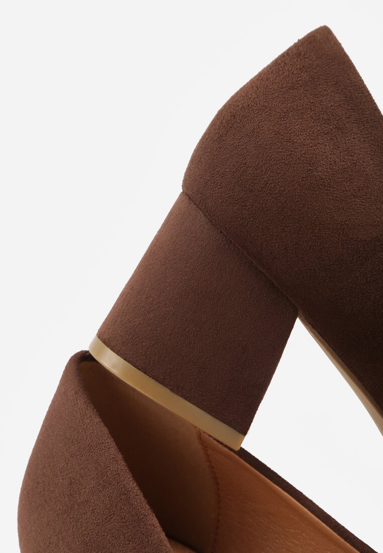 Brązowe Czółenka Vices na Słupku z Wkładką ze Skóry Naturalnej Rieris