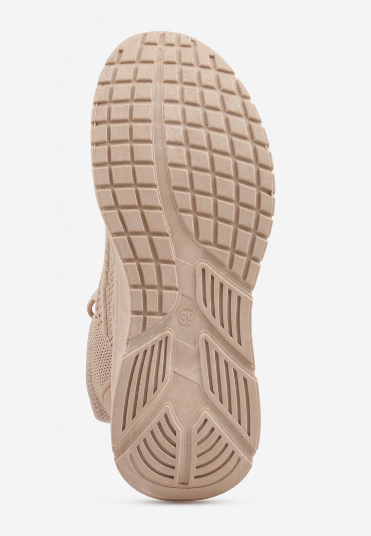 Ciemnobeżowe Buty Sportowe na Platformie ze Sznurowaniem Adelmarie