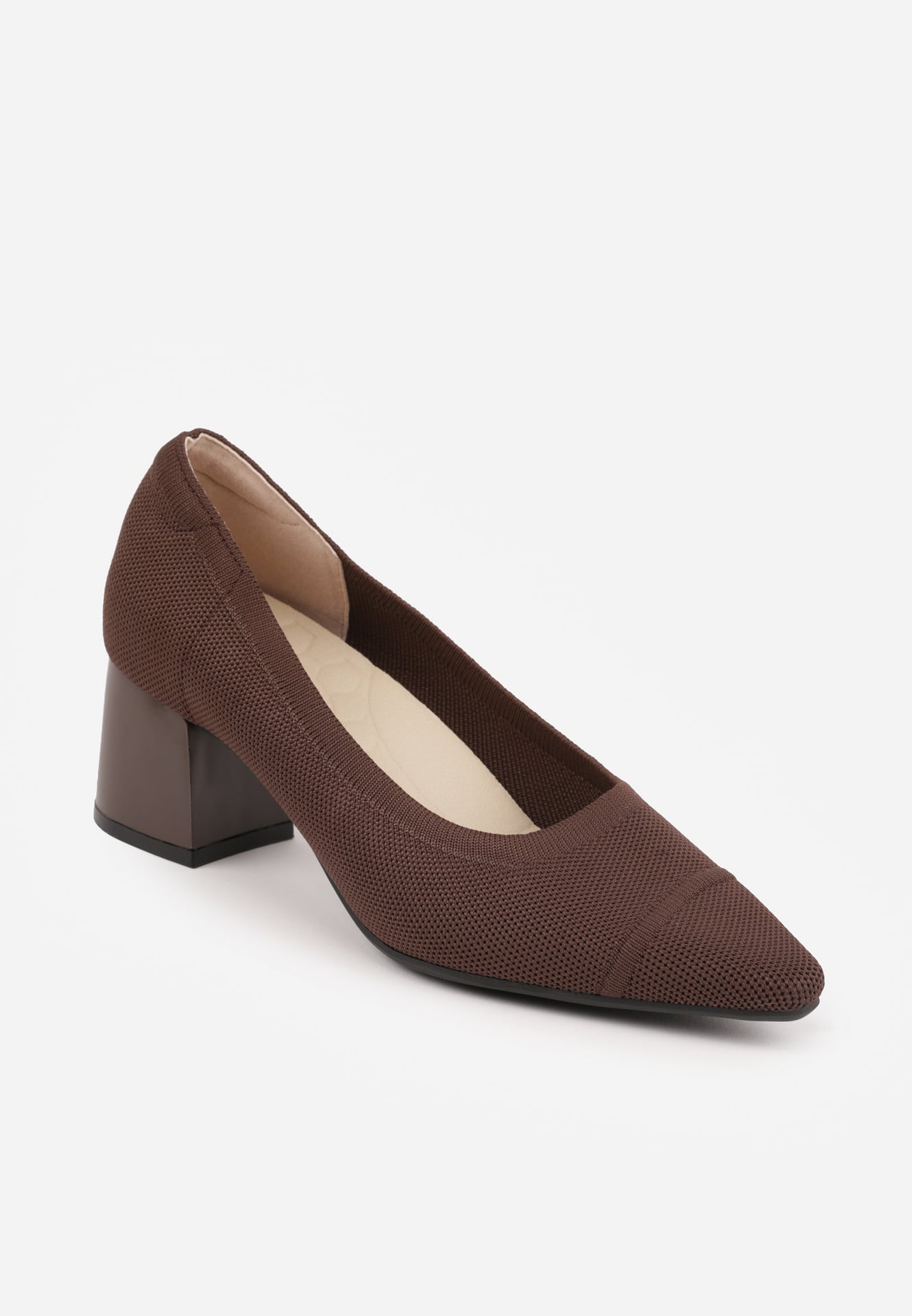 Brązowe Strukturalne Czółenka VICES na Słupkowym Obcasie Abathise