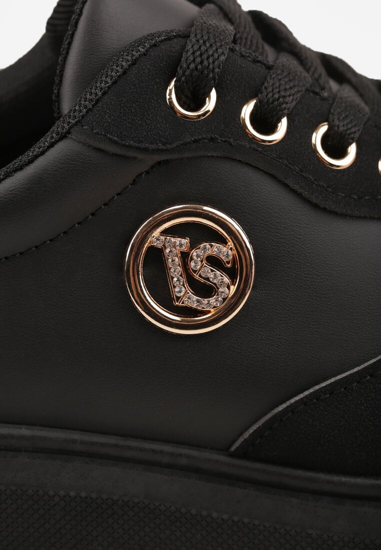 Czarne Chunky Sneakersy VICES z Aplikacją na Platformie ze Żłobieniami Ilunatesa