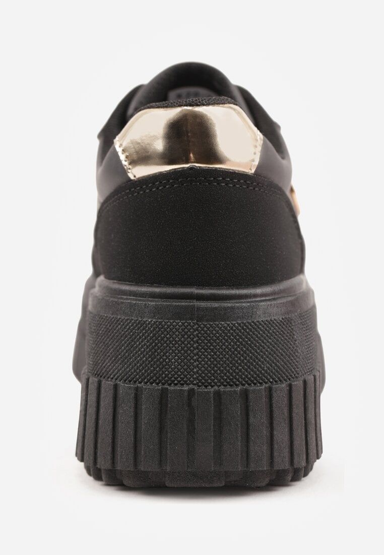 Czarne Chunky Sneakersy VICES z Aplikacją na Platformie ze Żłobieniami Ilunatesa