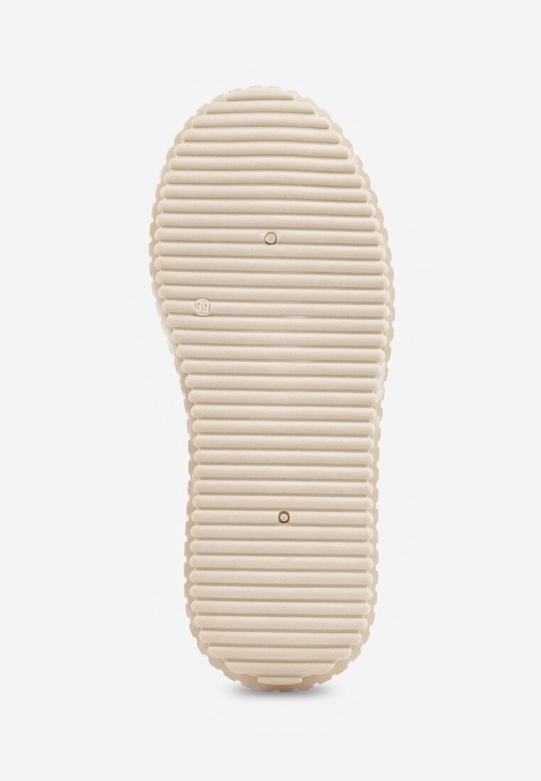 Beżowe Chunky Sneakersy VICES z Aplikacją na Platformie ze Żłobieniami Ilunatesa