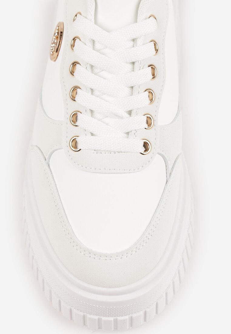 Białe Chunky Sneakersy VICES z Aplikacją na Platformie ze Żłobieniami Ilunatesa