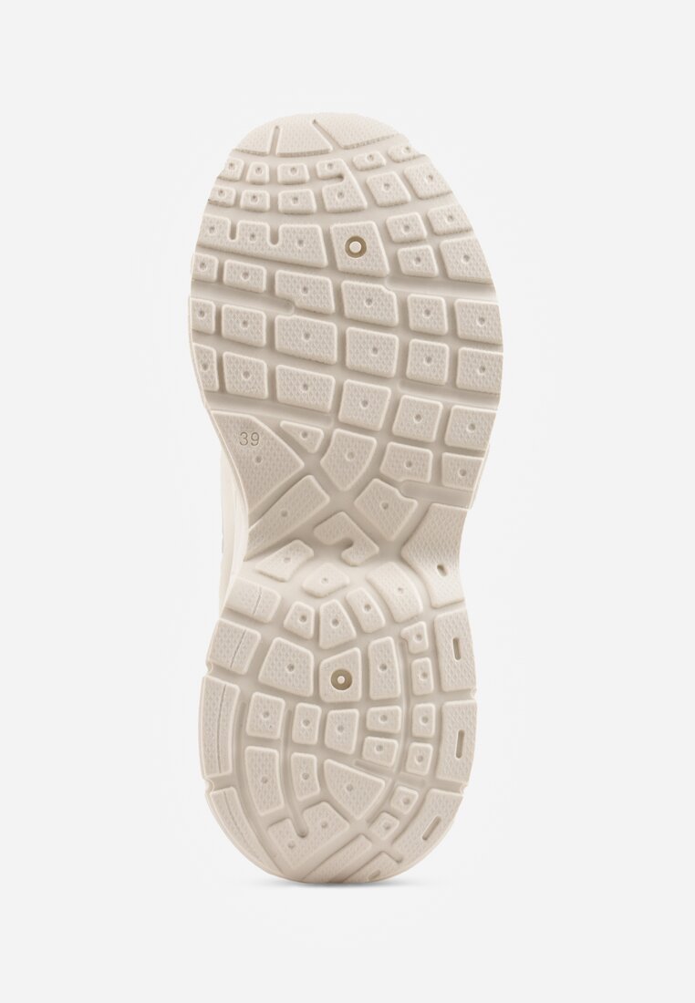 Beżowe Sneakersy VICES na Geometrycznej Platformie z Perforacją Elinata