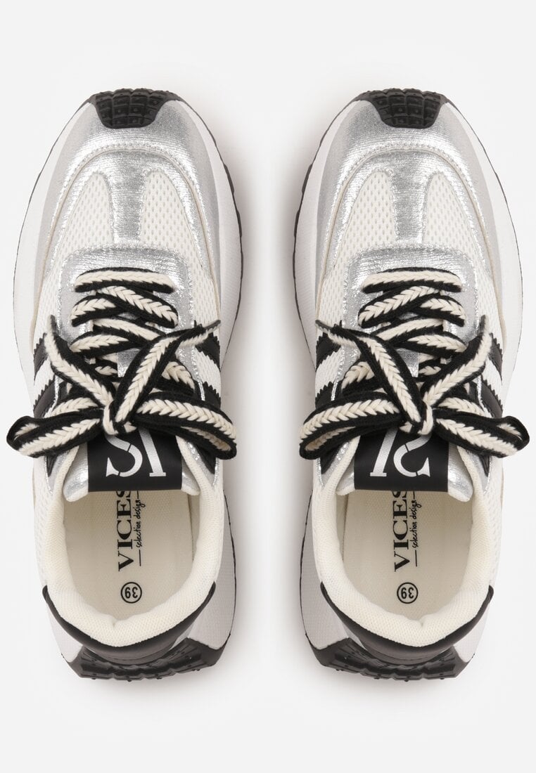 Srebrne Streetwearowe Sneakersy Chunky VICES na Platformie Ilnatea