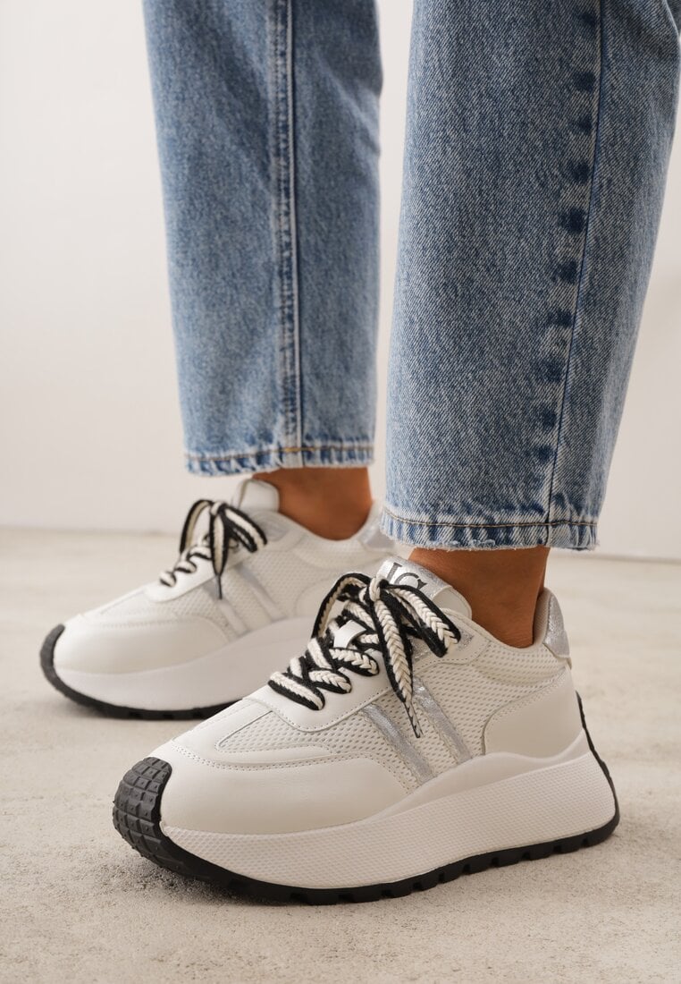 Białe Streetwearowe Sneakersy Chunky VICES na Platformie Ilnatea