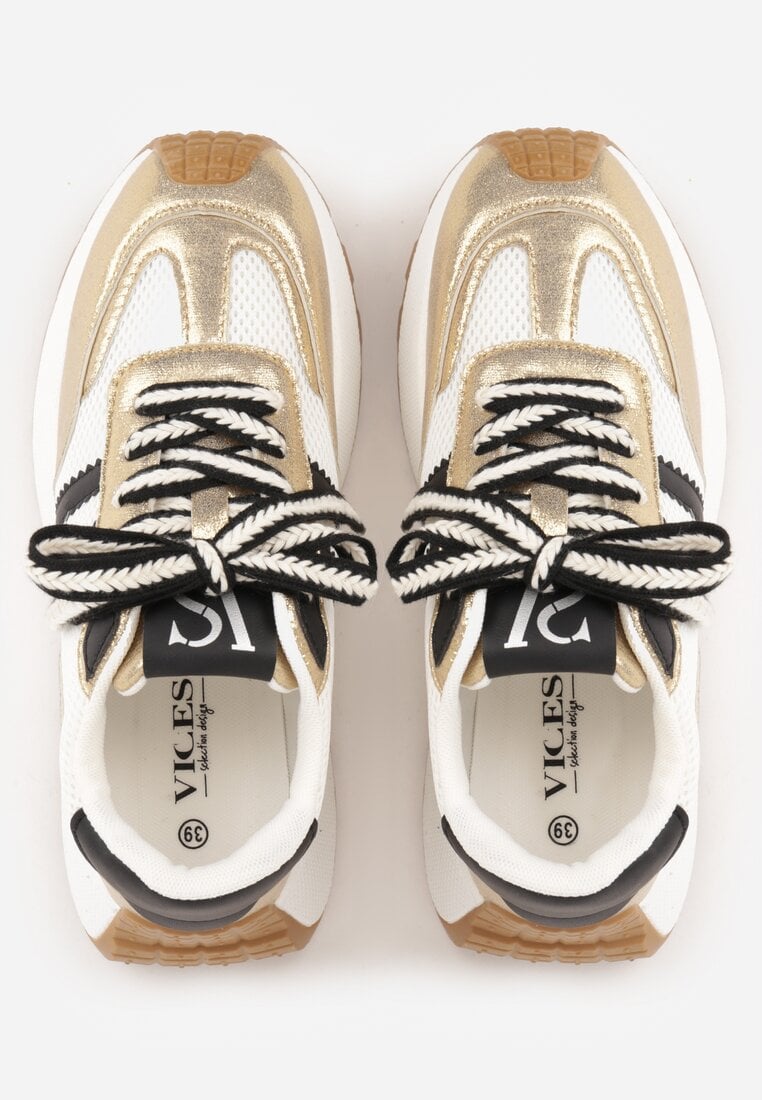 Złote Streetwearowe Sneakersy Chunky VICES na Platformie Ilnatea