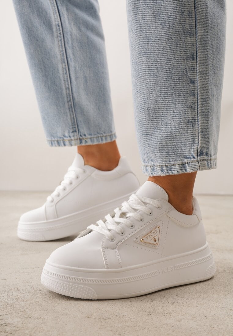 Białe Chunky Sneakersy VICES na Platformie z Ozdobą w Kształcie Gwiazdki Anatale