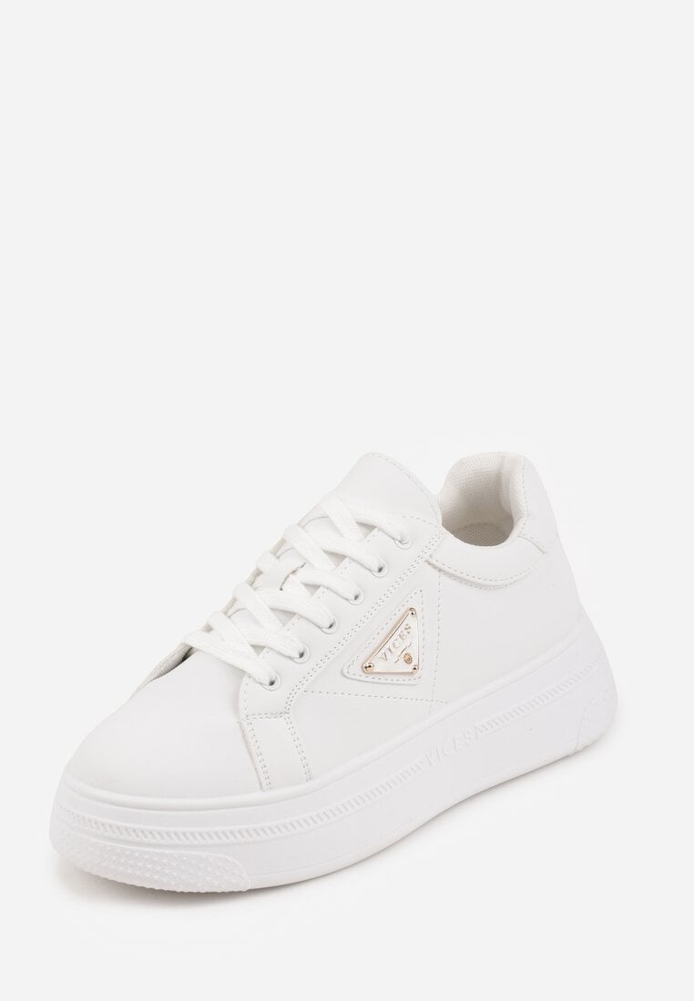 Białe Chunky Sneakersy VICES na Platformie z Ozdobą w Kształcie Gwiazdki Anatale