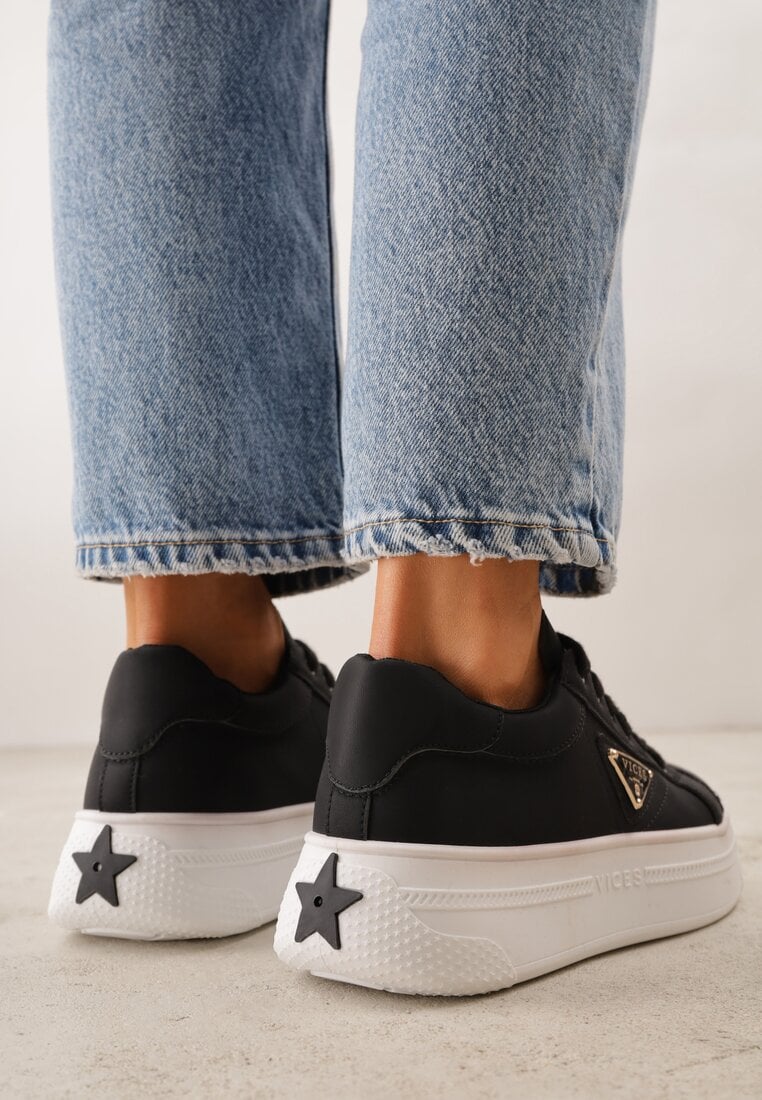 Czarne Chunky Sneakersy VICES na Platformie z Ozdobą w Kształcie Gwiazdki Anatale