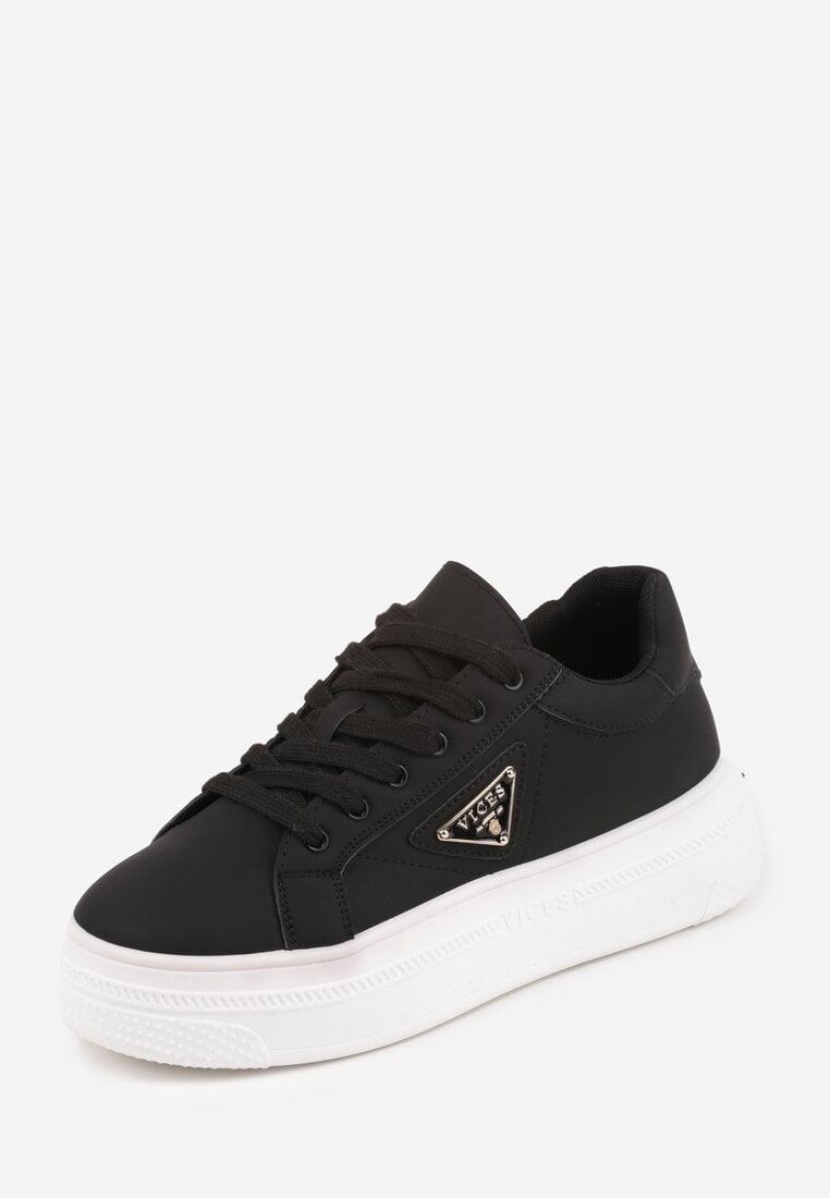 Czarne Chunky Sneakersy VICES na Platformie z Ozdobą w Kształcie Gwiazdki Anatale