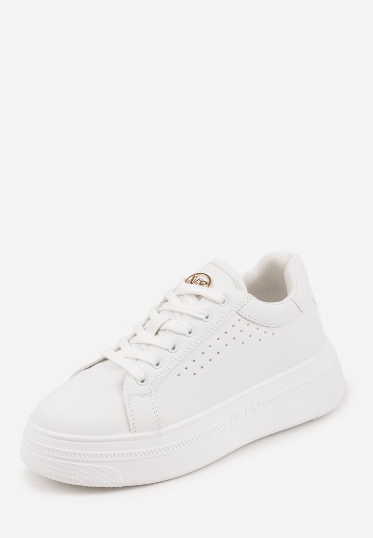 Białe Sneakersy VICES Ozdobione Gwiazdą i Błyszczącą Wstawką Oranatta