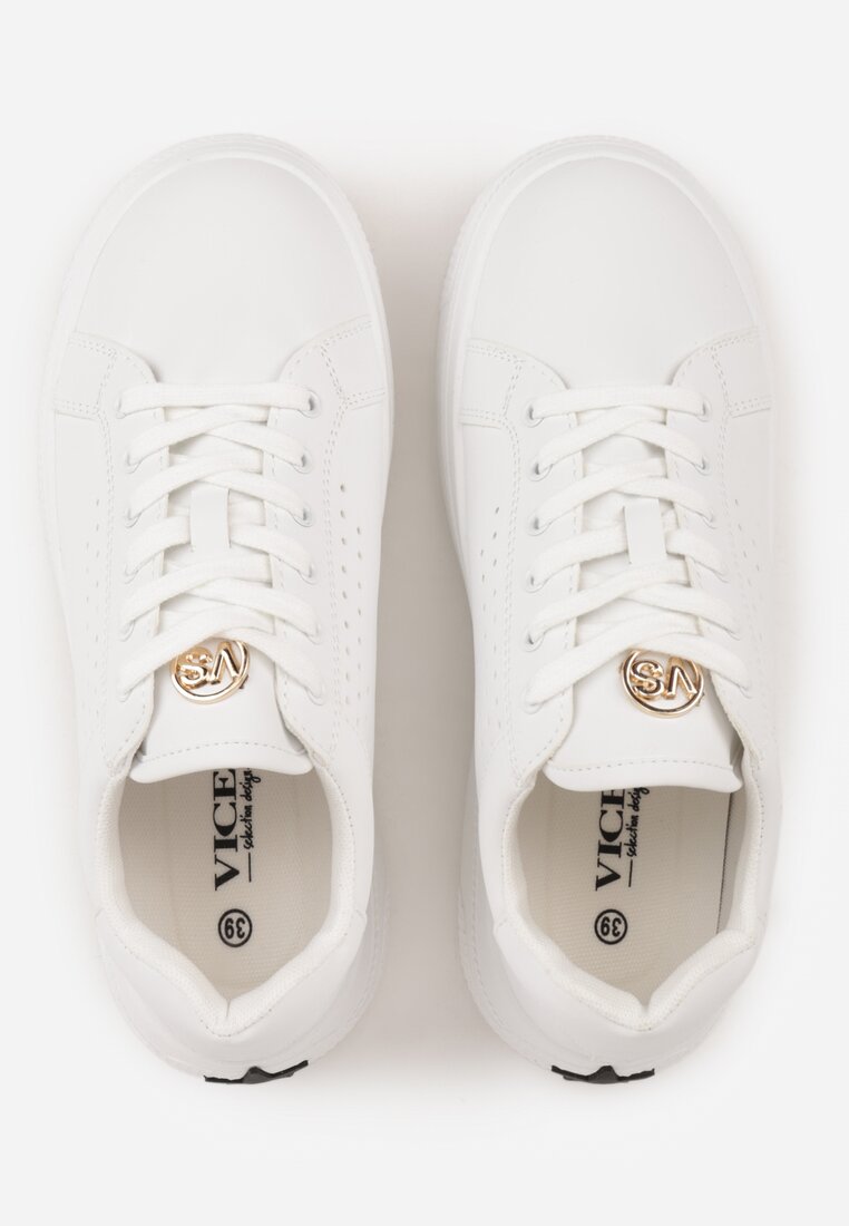 Białe Sneakersy VICES Ozdobione Gwiazdą i Błyszczącą Wstawką Oranatta