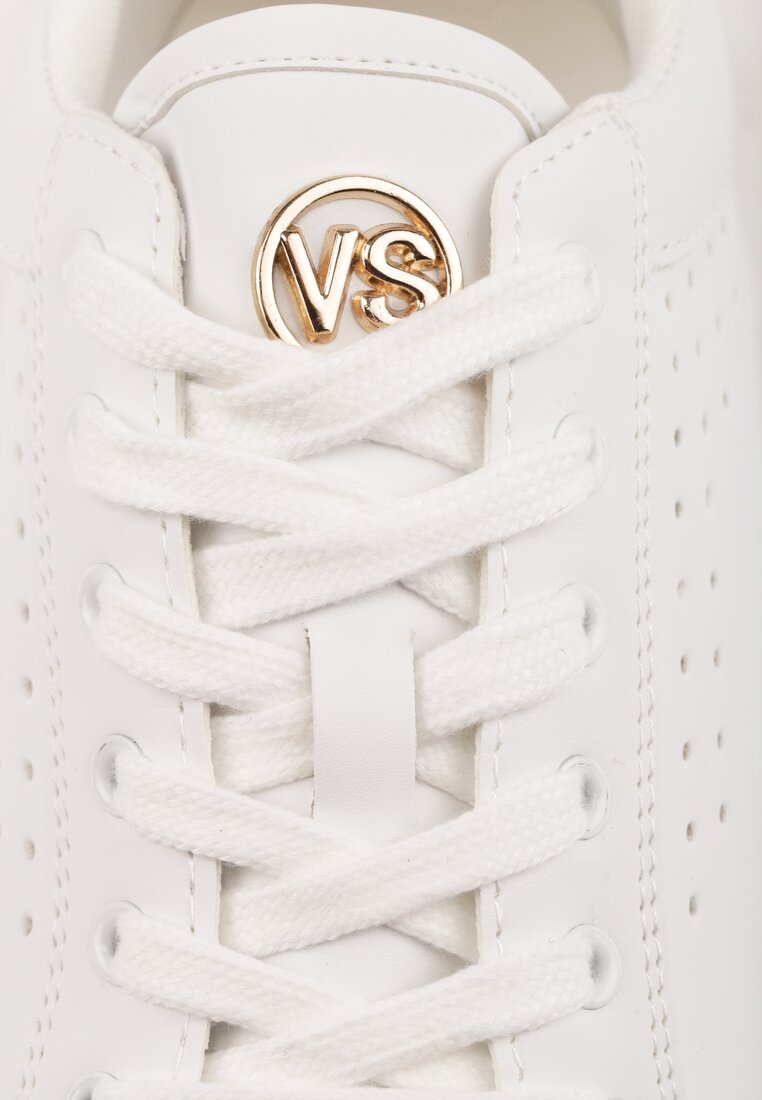 Białe Sneakersy VICES Ozdobione Gwiazdą i Błyszczącą Wstawką Oranatta