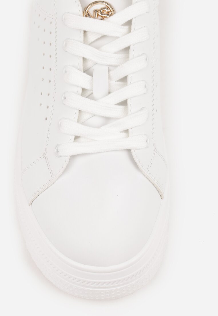 Biało-Złote Sneakersy VICES Ozdobione Gwiazdą i Błyszczącą Wstawką Oranatta