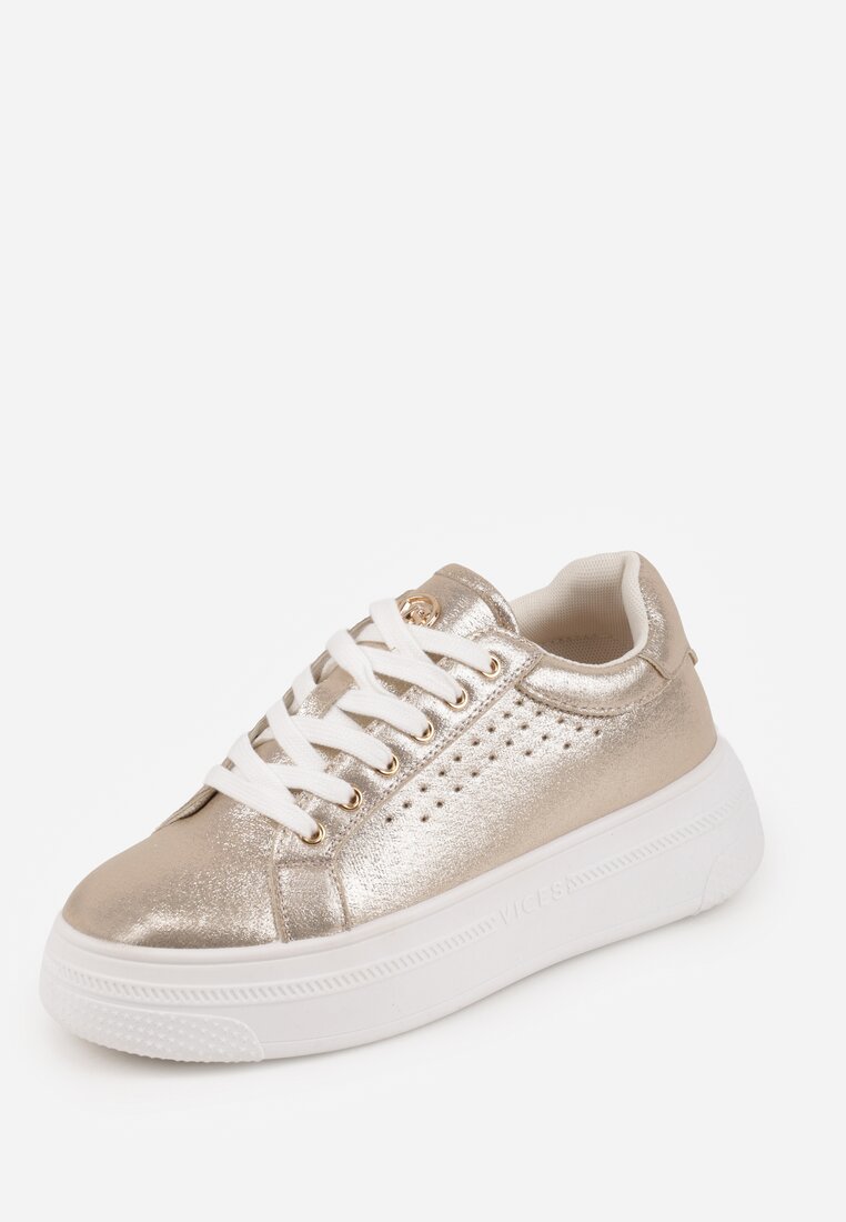 Złote Sneakersy VICES Ozdobione Gwiazdą i Błyszczącą Wstawką Oranatta
