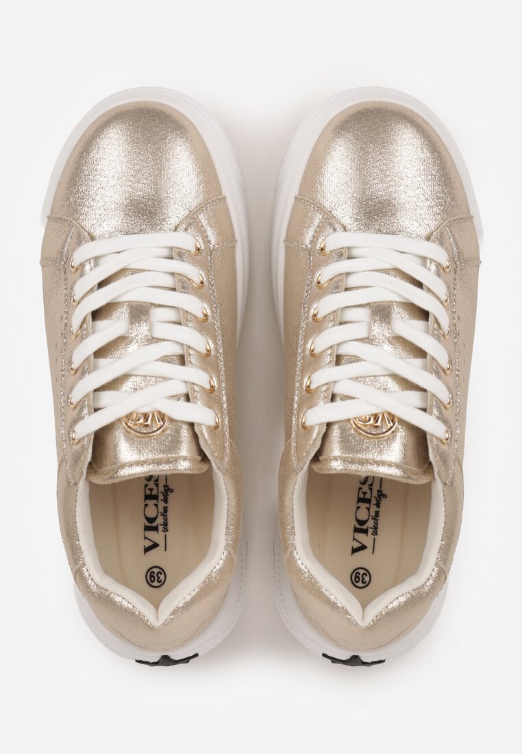 Złote Sneakersy VICES Ozdobione Gwiazdą i Błyszczącą Wstawką Oranatta
