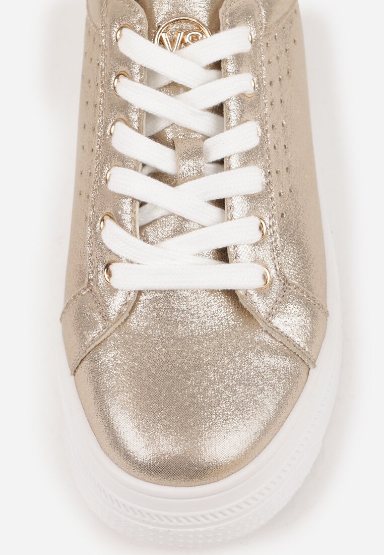 Złote Sneakersy VICES Ozdobione Gwiazdą i Błyszczącą Wstawką Oranatta