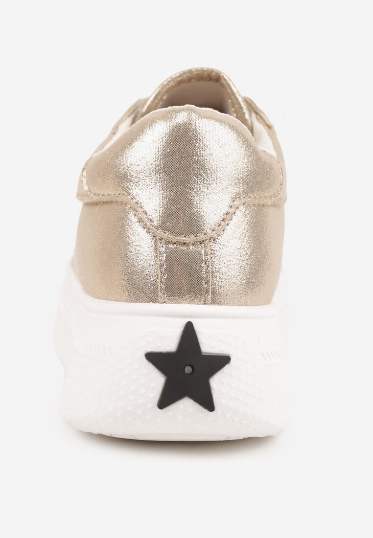Złote Sneakersy VICES Ozdobione Gwiazdą i Błyszczącą Wstawką Oranatta