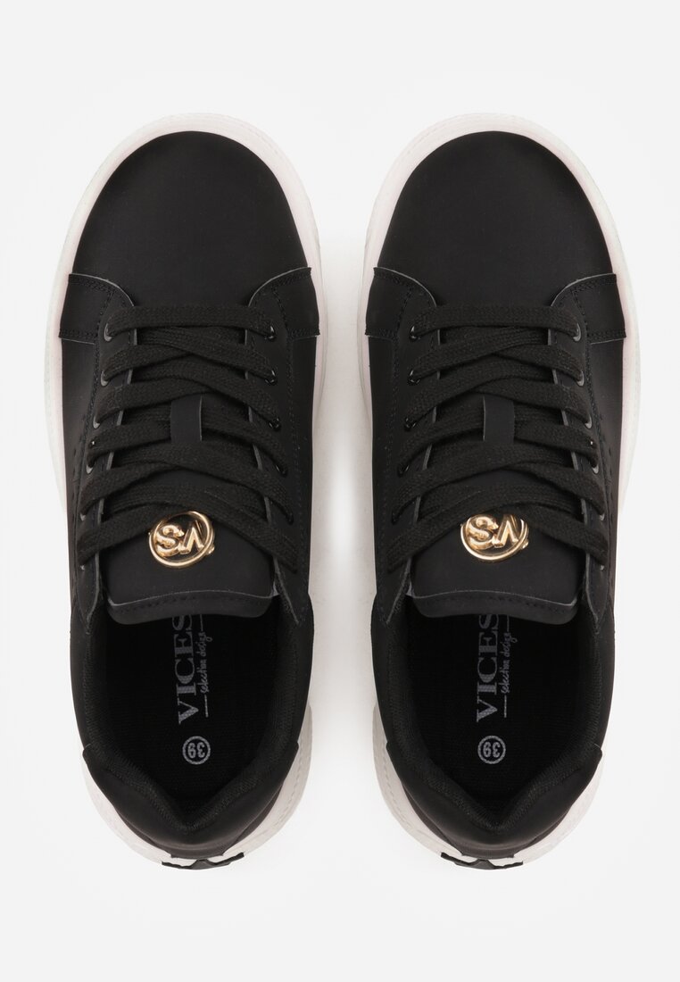 Czarne Sneakersy VICES Ozdobione Gwiazdą i Błyszczącą Wstawką Oranatta
