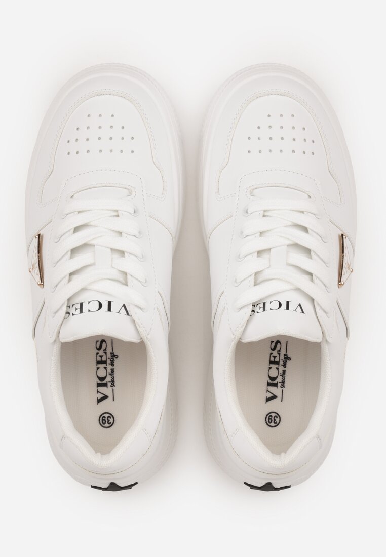 Białe Sneakersy Basic VICES na Platformie z Trójkątnym Zdobieniem Mellinata
