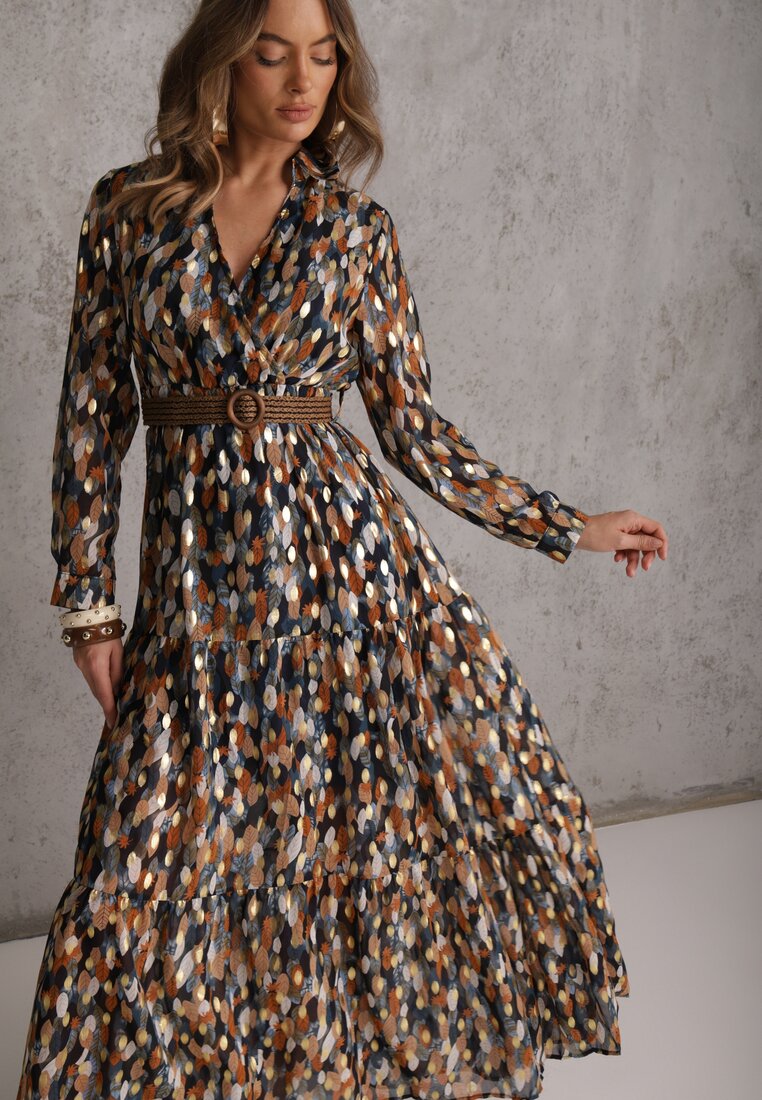 Rochie bleumarin Bancroft cu imprimeu strălucitor