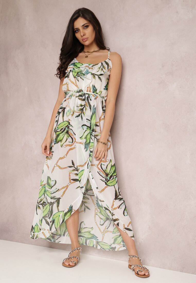 Rochie Alb-Verde Sereilena