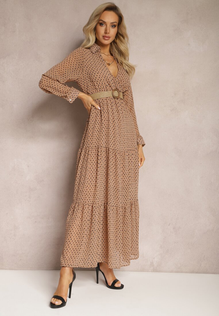 Rochie Bej închis Cu curea Erenope