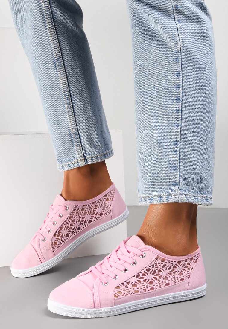 Tenisi Roz cu Inserții Ajurate Pe Laterale Salessa