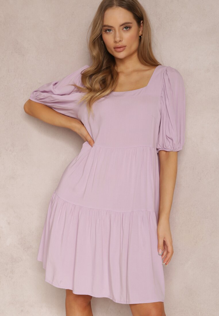 Rochie Violet Deschis din Viscoză Agathestra