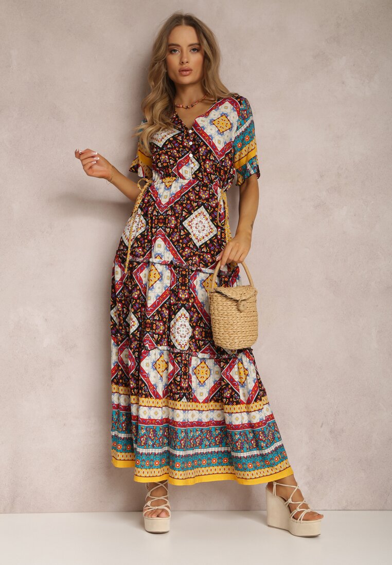 Rochie Negru-Roșie din Vâscoză Olonice