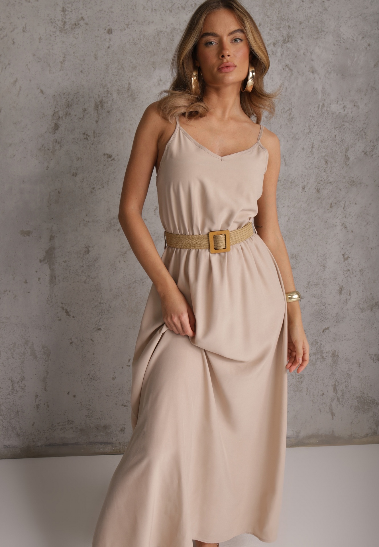 Rochie Bej cu Cordon Auxonia