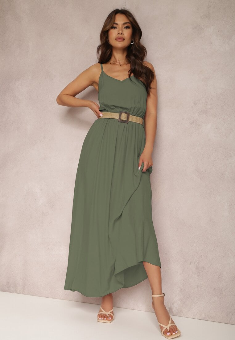 Rochie Verde închis cu Cordon Auxonia