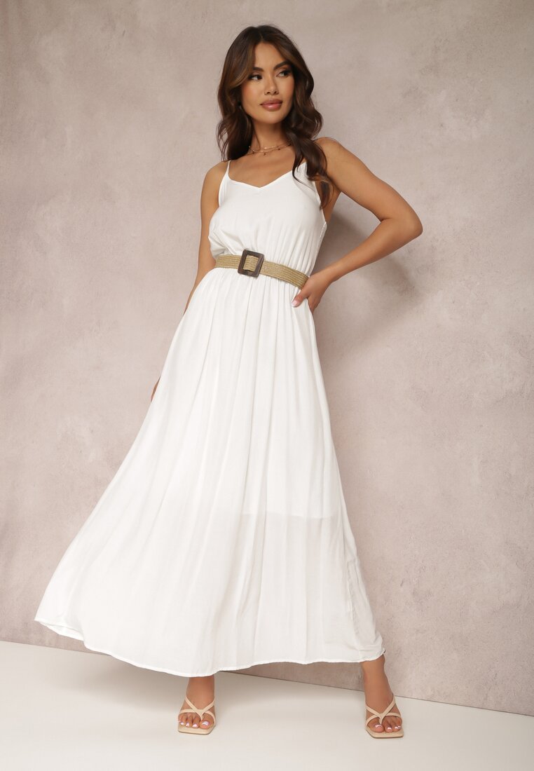 Rochie Albă cu Curea Auxonia