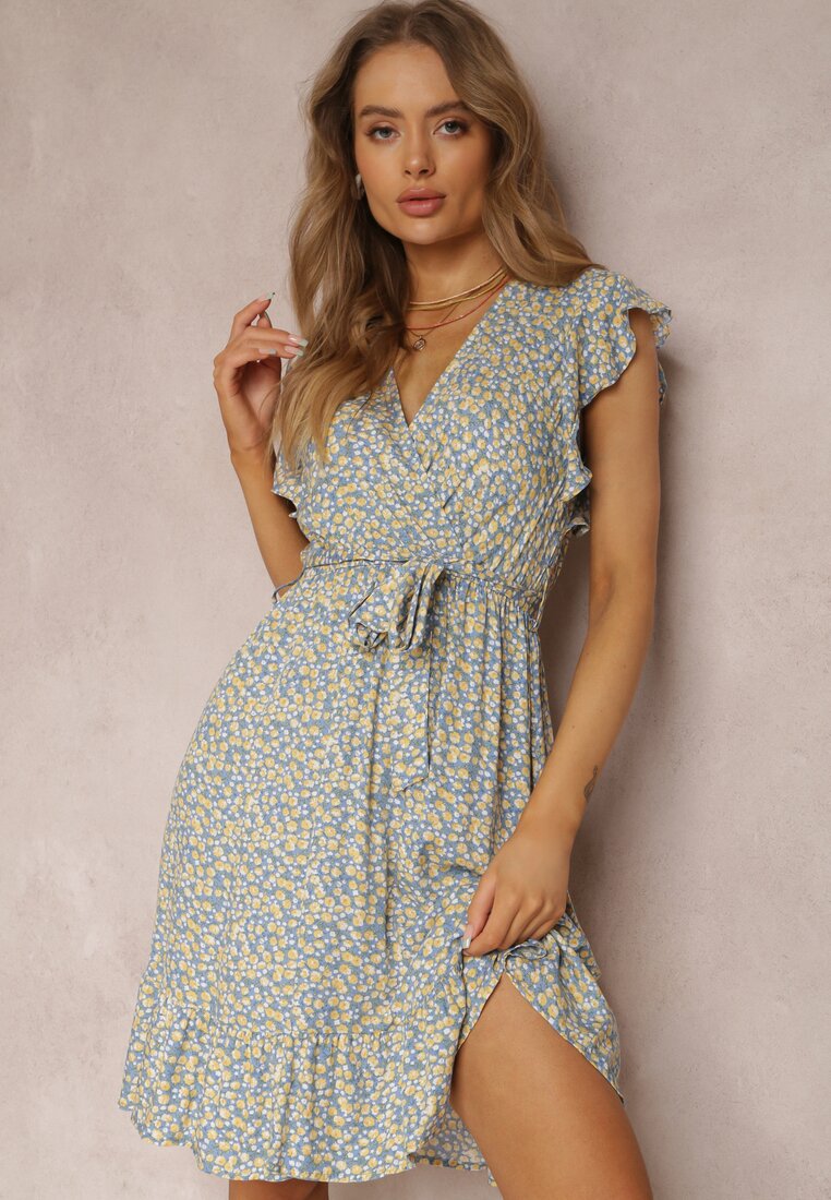 Rochie Albastru-Galbenă cu centură Althia