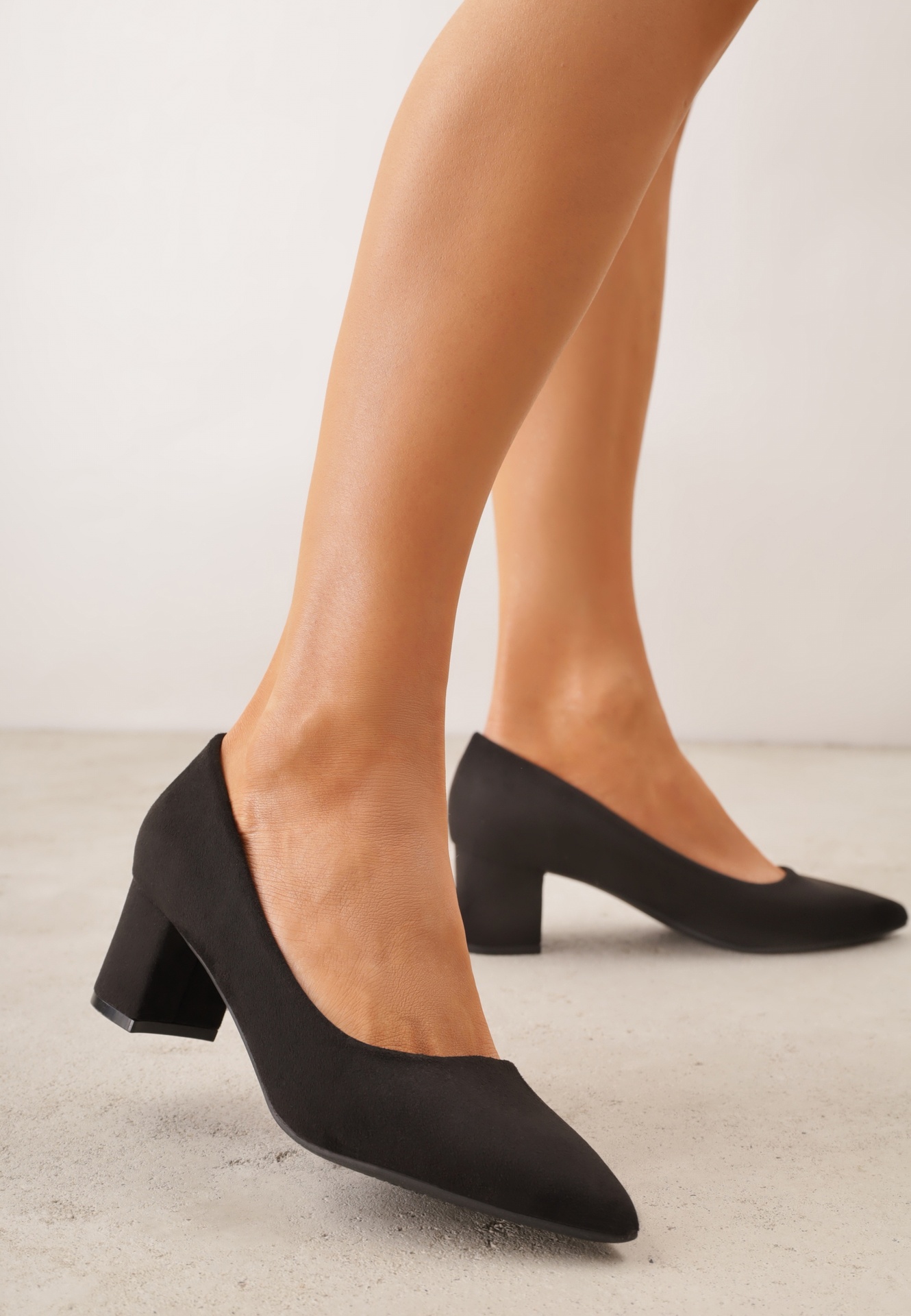 Pantofi cu toc gros Negri Casual Bastien