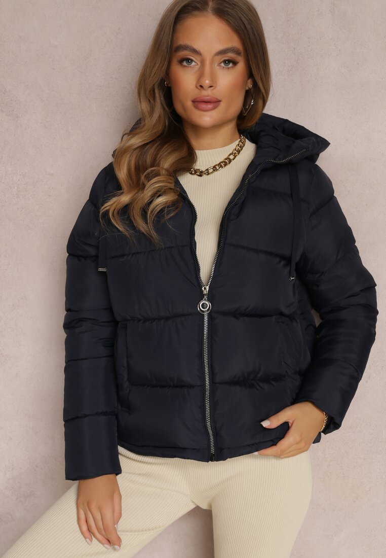 Jachetă Bleumarin Puffer Matlasată cu Glugă Shannone