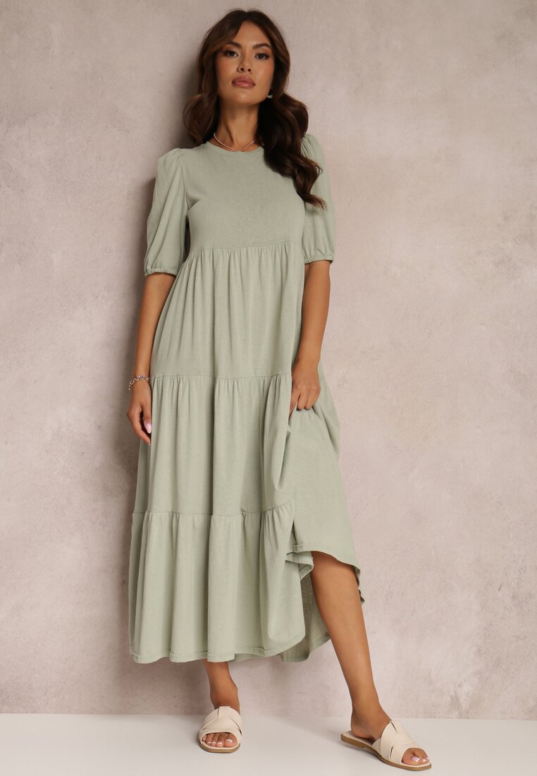 Rochie verde mentă din bumbac Hagelin