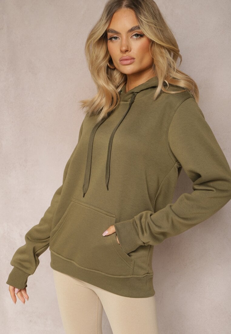 Bluză Verde închis Clasică cu Glugă cu Elastic Mozartia