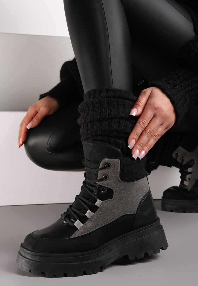 Bocanci Negru-Gri Cu șireturi Janne