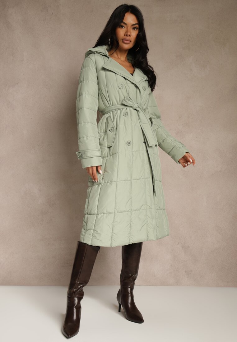 Geacă Verde deschis Matlasată cu Cureaua Yeclu